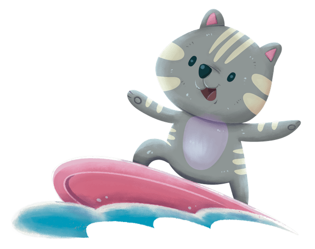 Otto the Otter on a surfboard